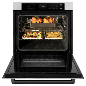 ZLINE - 30 in. Autograph Edition Professional True Convection Single Wall Oven with Air Fry and Self Clean in Stainless Steel with Matte Black Handle