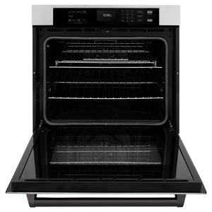 ZLINE - 30 in. Autograph Edition Professional True Convection Single Wall Oven with Air Fry and Self Clean in Stainless Steel with Matte Black Handle