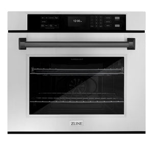 ZLINE - 30 in. Autograph Edition Professional True Convection Single Wall Oven with Air Fry and Self Clean in Stainless Steel with Matte Black Handle