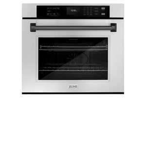 ZLINE - 30 in. Autograph Edition Professional True Convection Single Wall Oven with Air Fry and Self Clean in Stainless Steel with Matte Black Handle
