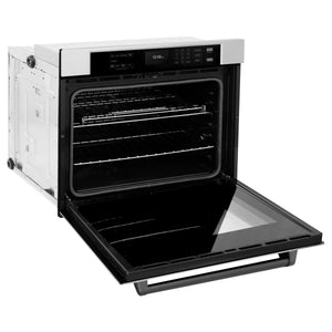ZLINE - 30 in. Autograph Edition Professional True Convection Single Wall Oven with Air Fry and Self Clean in Stainless Steel with Matte Black Handle