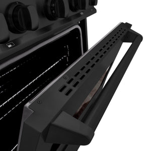 ZLINE - 30 in. 4.2 cu. ft. Classic Gas Range with 4 Burner Cooktop and Convection Gas Oven in Black Stainless Steel (CGRB-30)