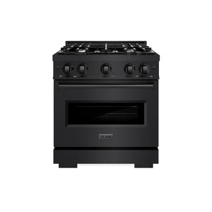ZLINE - 30 in. 4.2 cu. ft. Classic Gas Range with 4 Burner Cooktop and Convection Gas Oven in Black Stainless Steel (CGRB-30)