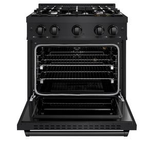 ZLINE - 30 in. 4.2 cu. ft. Classic Gas Range with 4 Burner Cooktop and Convection Gas Oven in Black Stainless Steel (CGRB-30)