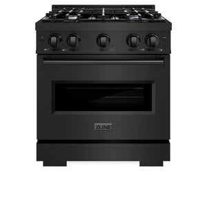 ZLINE - 30 in. 4.2 cu. ft. Classic Gas Range with 4 Burner Cooktop and Convection Gas Oven in Black Stainless Steel (CGRB-30)