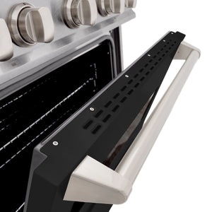 ZLINE - 30 in. 4.2 cu. ft. Classic Gas Range with 4 Burner Cooktop and Convection Gas Oven in Satin Stainless Steel with Black Matte Door