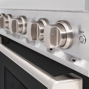 ZLINE - 30 in. 4.2 cu. ft. Classic Gas Range with 4 Burner Cooktop and Convection Gas Oven in Satin Stainless Steel with Black Matte Door