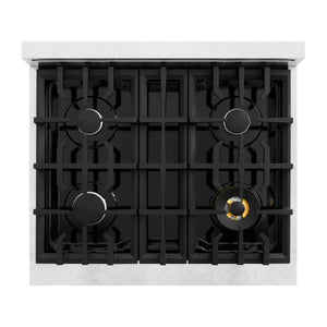 ZLINE - 30 in. 4.2 cu. ft. Classic Gas Range with 4 Burner Cooktop and Convection Gas Oven in Satin Stainless Steel with Black Matte Door