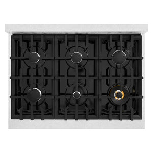ZLINE - 36 in. 5.2 cu. ft. Classic Dual Fuel Range with 6 Burner Gas Cooktop and Electric Convection Oven in Satin Stainless Steel with Black Matte Door