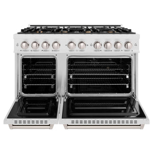 ZLINE - 48 in. 6.7 cu. ft. Classic Double Oven Dual Fuel Range in Satin Stainless Steel with 8 Brass Burners (CDRS-BR-48)