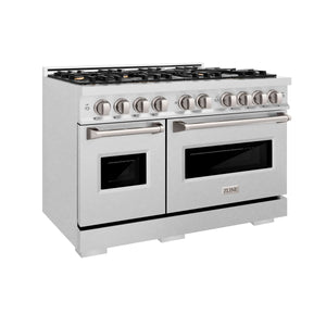 ZLINE - 48 in. 6.7 cu. ft. Classic Double Oven Dual Fuel Range in Satin Stainless Steel with 8 Brass Burners (CDRS-BR-48)
