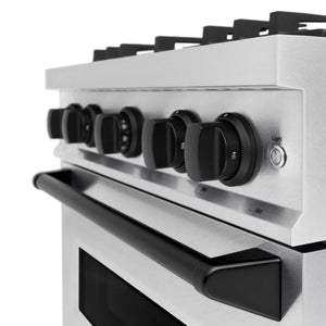 ZLINE - Autograph Edition 30 in. 4.2 cu. ft. Classic Dual Fuel Range with 4 Burner Gas Cooktop and Electric Convection Oven in Satin Stainless Steel with Matte Black Accents