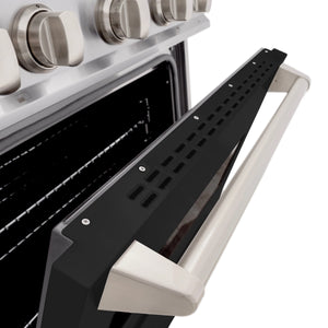 ZLINE - 30 in. 4.2 cu. ft. Classic Dual Fuel Range with 4 Burner Gas Cooktop and Electric Convection Oven in Stainless Steel with Black Matte Door