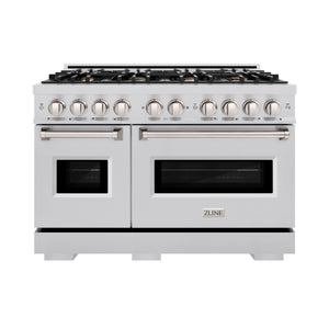 ZLINE - 48 in. 6.7 cu. ft. Classic Double Oven Dual Fuel Range in Stainless Steel with 8 Brass Burners (CDR-BR-48)