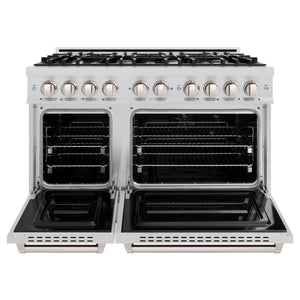 ZLINE - 48 in. 6.7 cu. ft. Classic Double Oven Dual Fuel Range with 8 Burner Gas Cooktop in Stainless Steel (CDR48)