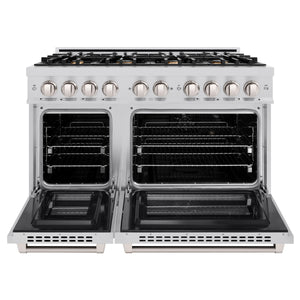 ZLINE - 48 in. 6.7 cu. ft. Select Double Oven Dual Fuel Range in Stainless Steel with 8 Brass Burners (HDR-BR-48)