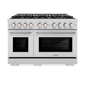 ZLINE - 48 in. 6.7 cu. ft. Select Double Oven Dual Fuel Range in Stainless Steel with 8 Brass Burners (HDR-BR-48)