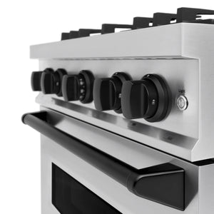 ZLINE - Autograph Edition 30 in. 4.2 cu. ft. Classic Dual Fuel Range with 4 Burner Gas Cooktop and Electric Convection Oven in Stainless Steel with Matte Black Accents
