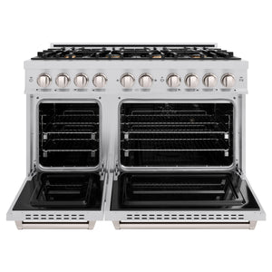 ZLINE - 48 in. 6.7 cu. ft. Classic Double Oven Gas Range in Stainless Steel with 8 Brass Burners (CGR-BR-48)