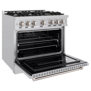 ZLINE - 36 in. 5.2 cu. ft. Classic Gas Range with 6 Burner Cooktop and Convection Gas Oven in Stainless Steel (CGR36)