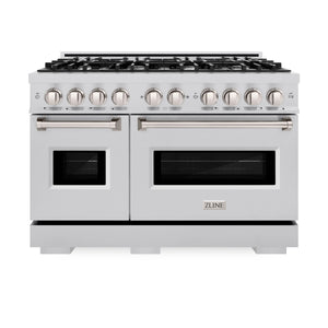 ZLINE - 48 in. 6.7 cu. ft. Classic Double Oven Gas Range with 8 Burner Cooktop in Stainless Steel (CGR48)