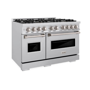ZLINE - 48 in. 6.7 cu. ft. Classic Double Oven Gas Range with 8 Burner Cooktop in Stainless Steel (CGR48)