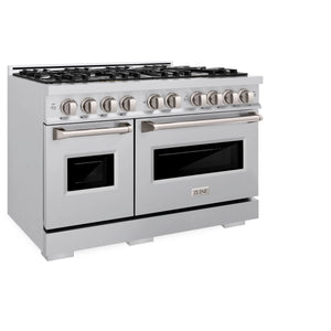 ZLINE - 48 in. 6.7 cu. ft. Classic Double Oven Gas Range with 8 Burner Cooktop in Stainless Steel (CGR48)