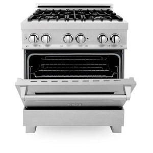 ZLINE - 30 in. 4.0 cu. ft. Legacy Dual Fuel Range with 4 Burner Gas Cooktop and Electric Convection Oven in Satin Stainless Steel