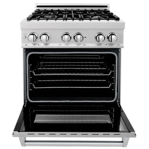 ZLINE - 30 in. Kitchen Package with Satin Stainless Steel Dual Fuel Range and Convertible Vent Range Hood