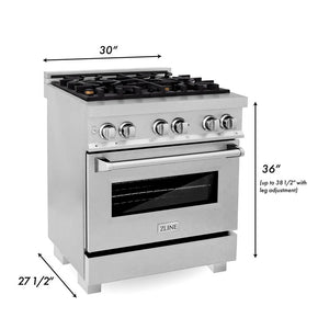 ZLINE - 30 in. 4.0 cu. ft. Legacy Dual Fuel Range with Gas Cooktop and Electric Convection Oven in Satin Stainless Steel with 4 Brass Burners