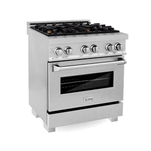 ZLINE - 30 in. 4.0 cu. ft. Legacy Dual Fuel Range with Gas Cooktop and Electric Convection Oven in Satin Stainless Steel with 4 Brass Burners