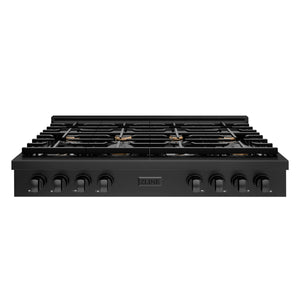 ZLINE - 48 in. Paramount Gas Rangetop with 8 Brass Burners and Porcelain Cooktop in Black Stainless Steel (SRTB-BR-48)