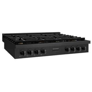 ZLINE - 48 in. Paramount Gas Rangetop with 8 Brass Burners and Porcelain Cooktop in Black Stainless Steel (SRTB-BR-48)