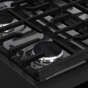 ZLINE - 30 in. Paramount Gas Rangetop with 4 Burners and Porcelain Cooktop in Black Stainless Steel