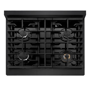 ZLINE - 30 in. Paramount Gas Rangetop with 4 Burners and Porcelain Cooktop in Black Stainless Steel