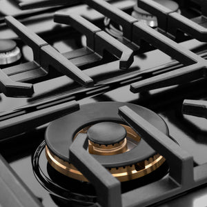ZLINE - 36 in. Paramount Gas Rangetop with 6 Burners and Porcelain Cooktop in Black Stainless Steel
