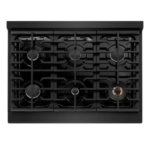 ZLINE - 36 in. Paramount Gas Rangetop with 6 Burners and Porcelain Cooktop in Black Stainless Steel