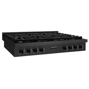 ZLINE - 48 in. Paramount Gas Rangetop with 8 Burners and Porcelain Cooktop in Black Stainless Steel