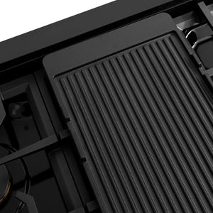 ZLINE - 48 in. Autograph Edition Paramount Gas Rangetop with 8 Burners and Porcelain Cooktop in Black Stainless Steel with Champagne Bronze Accents