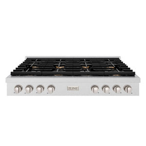 ZLINE - 48 in. Paramount Gas Rangetop with 8 Brass Burners and Porcelain Cooktop in Satin Stainless Steel (SRTS-BR-48)