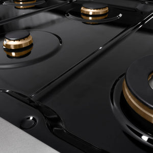 ZLINE - 48 in. Paramount Gas Rangetop with 8 Brass Burners and Porcelain Cooktop in Satin Stainless Steel (SRTS-BR-48)