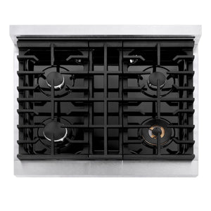 ZLINE - 30 in. Paramount Gas Rangetop with 4 Burners and Porcelain Cooktop in Satin Stainless Steel