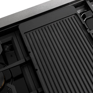 ZLINE - 48 in. Autograph Edition Paramount Gas Rangetop with 8 Burners and Porcelain Cooktop in Satin Stainless Steel with Matte Black Accents (SRTSZ-48-MB)