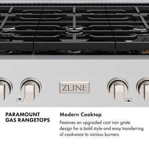 ZLINE - 36 in. Paramount Gas Rangetop with 6 Burners and Porcelain Cooktop in Stainless Steel