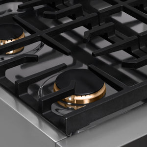 ZLINE - 30 in. Paramount Gas Rangetop with 4 Brass Burners and Porcelain Cooktop in Stainless Steel