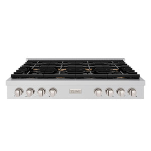 ZLINE - 48 in. Paramount Gas Rangetop with 8 Brass Burners and Porcelain Cooktop in Stainless Steel