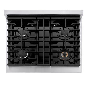 ZLINE - 30 in. Paramount Gas Rangetop with 4 Burners and Porcelain Cooktop in Stainless Steel (SRT30)