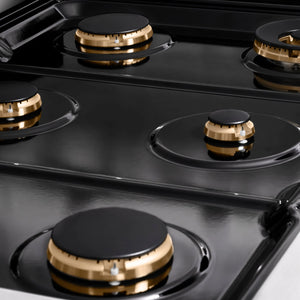 ZLINE - 36 in. Autograph Edition Paramount Gas Rangetop with 6 Burners and Porcelain Cooktop in Stainless Steel with Champagne Bronze Accents