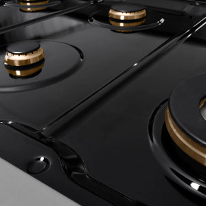ZLINE - 48 in. Autograph Edition Paramount Gas Rangetop with 8 Burners and Porcelain Cooktop in Stainless Steel with Matte Black Accents