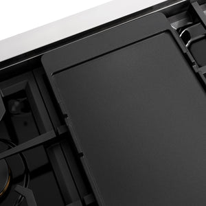 ZLINE - 48 in. Autograph Edition Paramount Gas Rangetop with 8 Burners and Porcelain Cooktop in Stainless Steel with Matte Black Accents